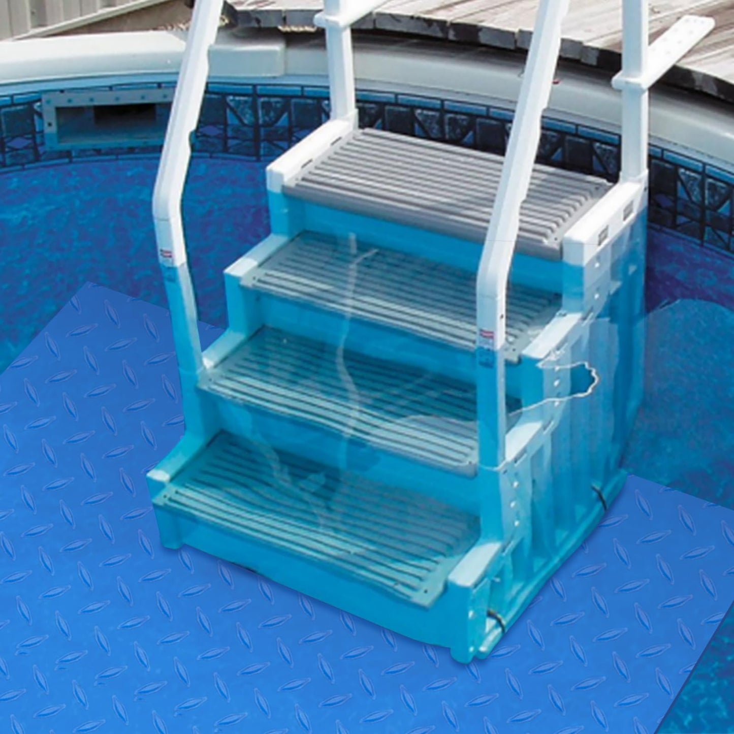 45x60 inches Swimming Pool Ladder Mat Protective Swimming Pool Step Pad for Above Ground Swimming Pool Ladder Pad Vinyl Non-Slip Pool Liner