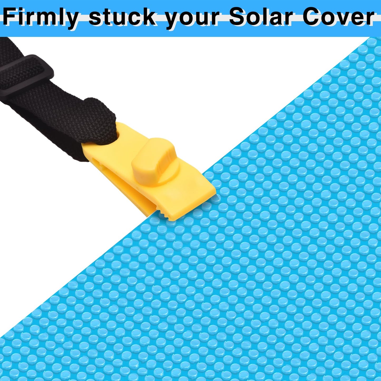 36 Pcs Pool Solar Cover Reel Attachment Kit, Solar Cover Reel Blanket Straps and Clips for Universal Inground Swimming Pool (Yellow, 36Pcs)