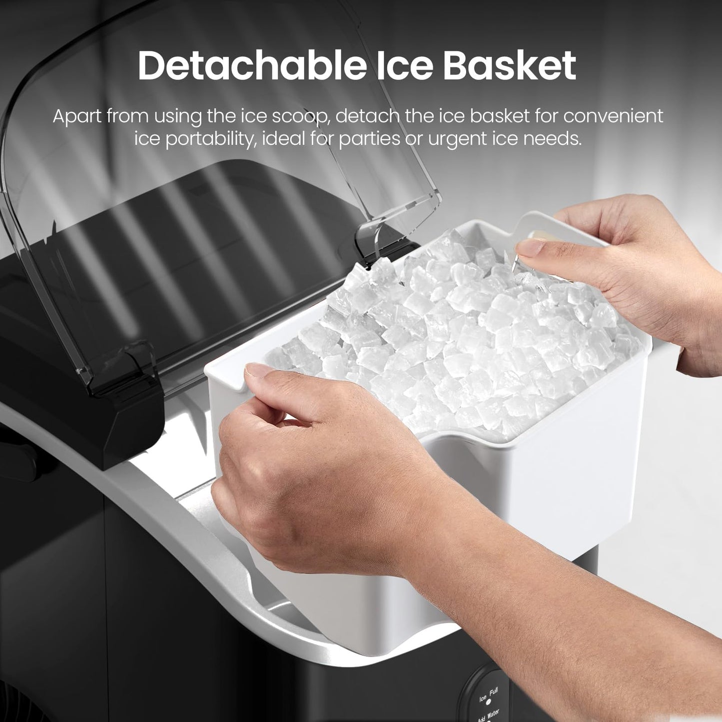 Nugget Ice Maker Countertop with Self-Cleaning Function, 35lbs/Day, Portable Ice Machine with Handle, One-Click Operation, Compact Design, Sonic Pellet Ice for Home(Red)