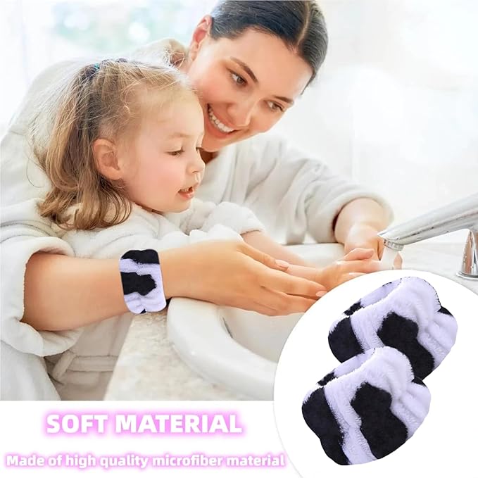 2 Pairs Wrist Washband for Women Washing Face, Wrist Spa Washband Absorbent Wristbands, Prevent Liquids from Spilling Down Your Arms