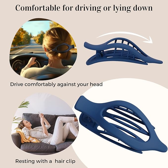8 Pack Blue Flat Hair Clips – Matte Large French Blue Claw Clips for Women & Girls, No-Slip Strong Hold Gradient Barrettes for Thick or Thin Hair, Summer Beach Aesthetic Styling Accessories