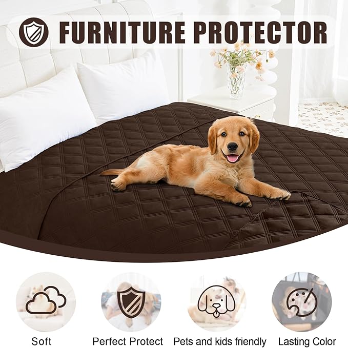 Smiry Waterproof Dog Bed Cover Blanket 30x70, Soft Reversible Pet Blanket, Washable Leakproof Cats Dogs Couch Cover for Sofa, Couch, Furniture, Chocolate/Chocolate