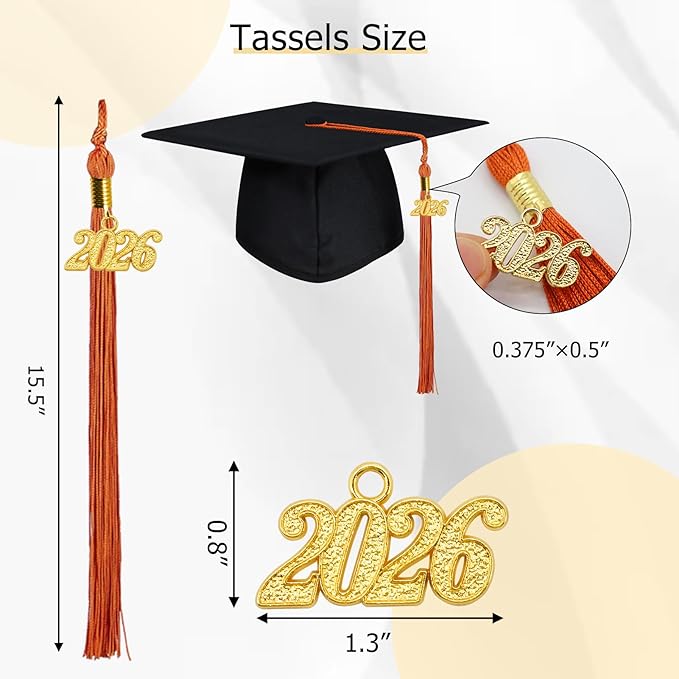 GraduationMall Single&Multiple Color Graduation Tassel with 2026 Year Charm 9"