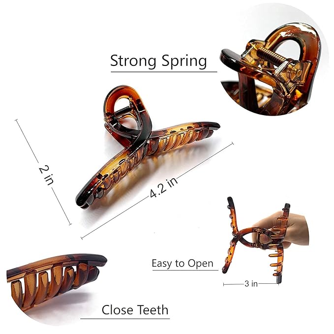 Hair Claw Clips Large 4.3 Inch No Slip Big Matte Glossy Butterfly Clip for Thin Fine, Medium Thick Hair Women, 5 Pack