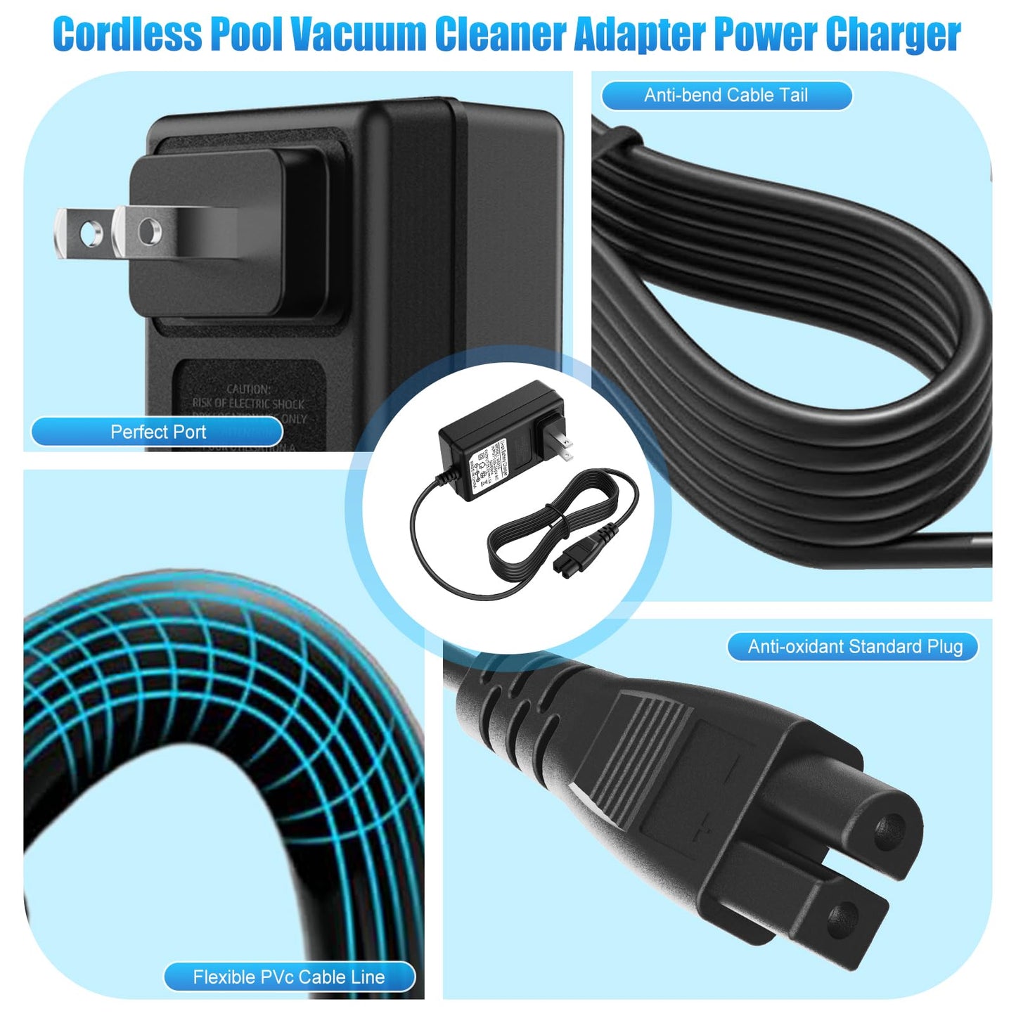 Cisain Charger for WYBOT Robotic Pool Cleaner,25.2V Charger Adapter Compatible with WYBOT C1 OS7010C Cordless Pool Vacuum Cleaner Power Adapter Cord