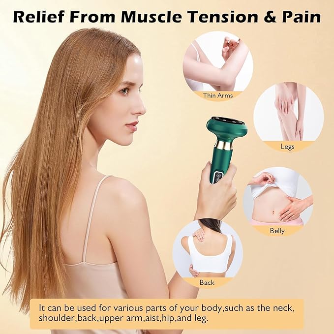 Lymphatic Drainage Massager Electric Gua Sha Anti Kit for Cellulite Massage Tool Cavitation Remover for Legs Handheld Smart Cupping Device Reviews Back and Arm Ventosas Para Masaje Muscular (Green)