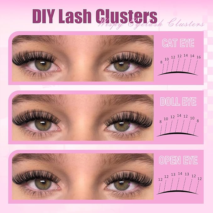 FADLASH Lash Clusters 560Pcs Natural Eyelash Clusters 40D Wispy Lash Extensions 8-16mm D Curl Cluster Eyelash Extensions DIY at Home, 2 Pack (40D 8-16mm, 2 Pack)
