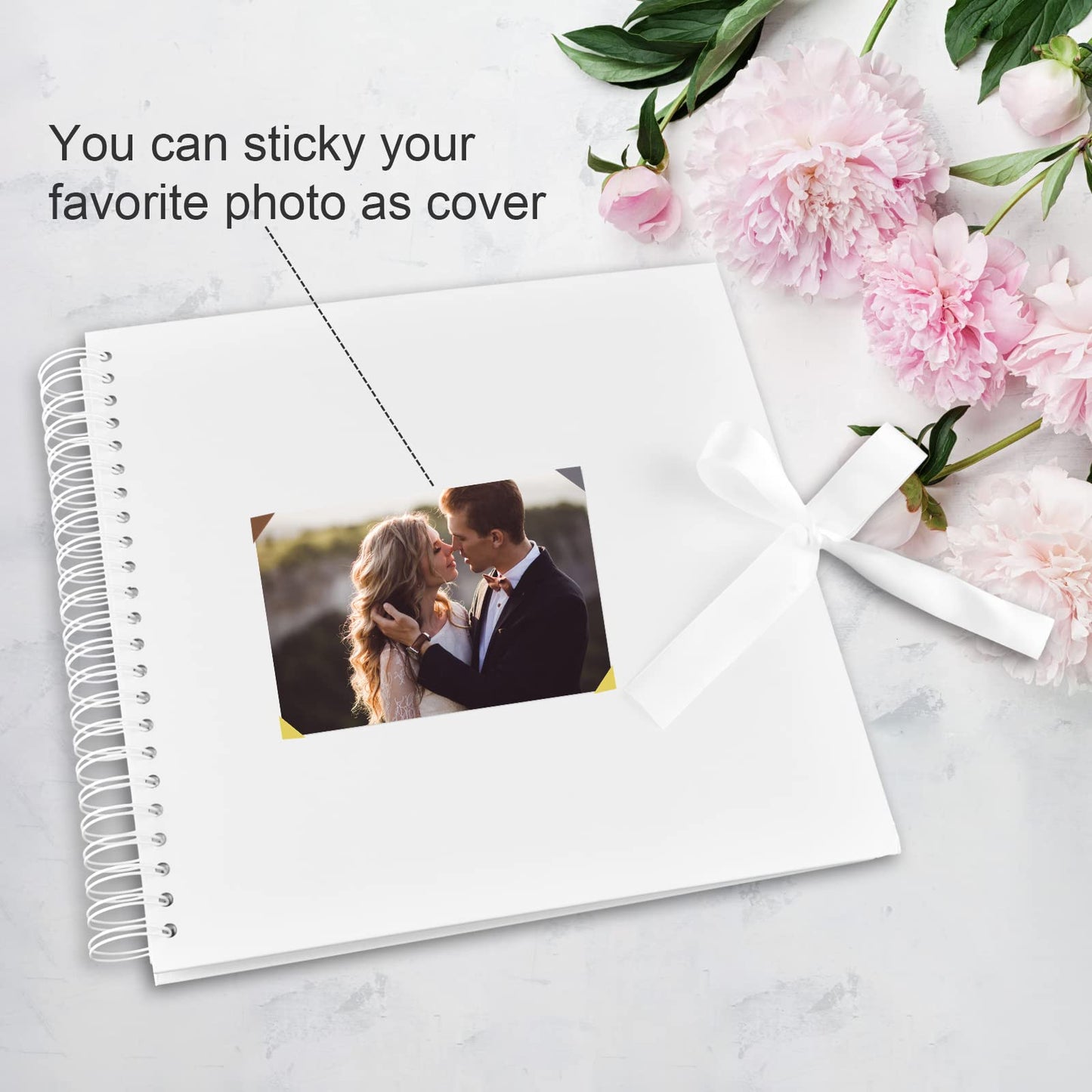 GOTIDEAL 12 x 12 Inch Scrapbook Album with 10 Metallic Markers,80 Pages Craft Paper Photo Album for Wedding and Anniversary, Family DIY Photo Album with Scrapbooking Stickers Corners(White)
