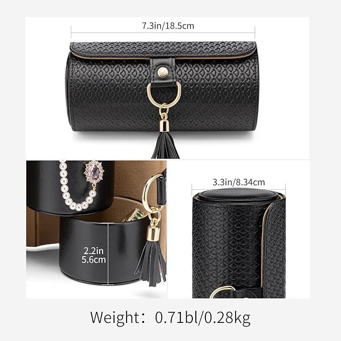 VLANDO Travel Jewelry Case for Women, Travel Essential, Travel Must Haves Jewelry Travel Organizer for Girls, Gifts for Travelers Couples Mom Friends - Black