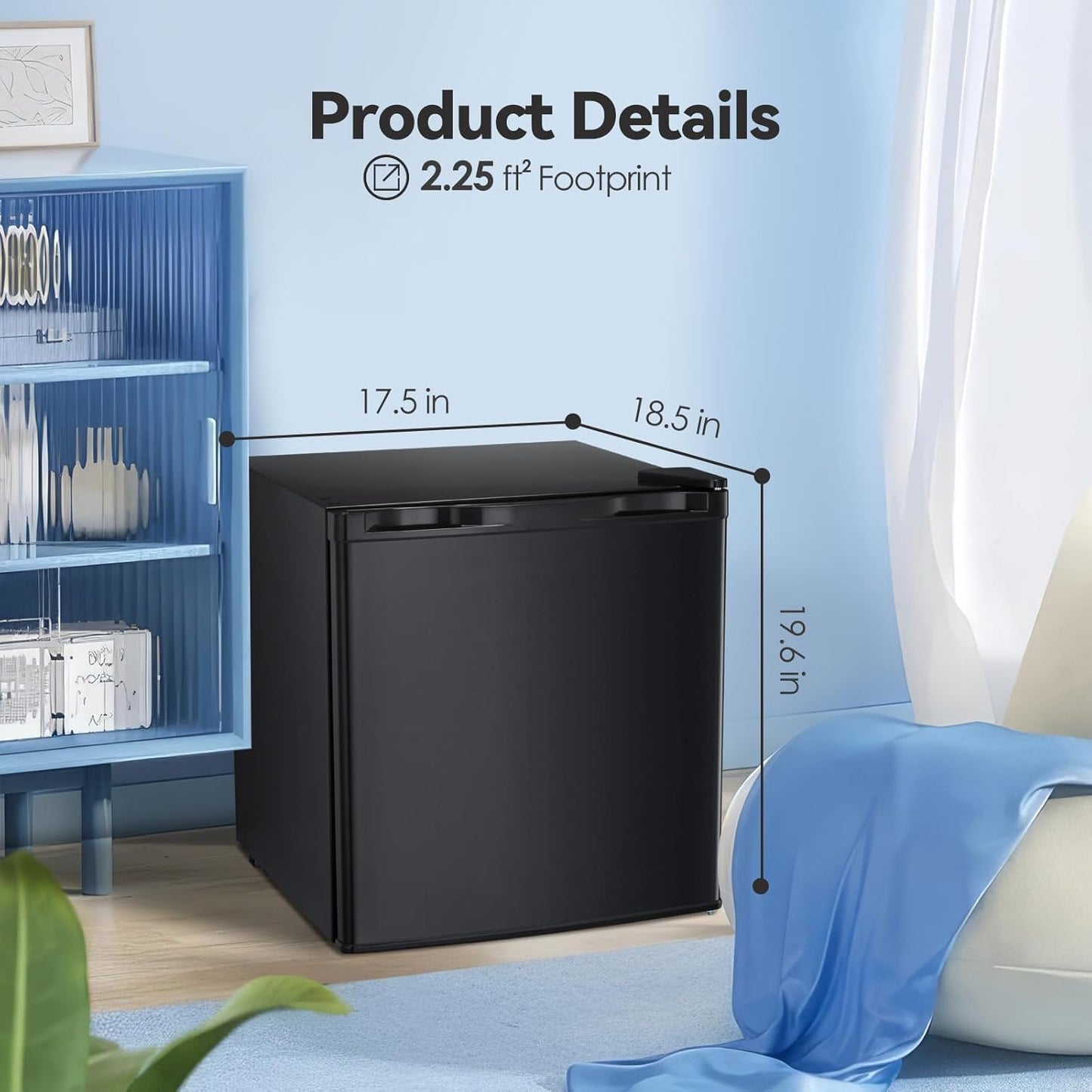 LHRIVER 3.0 Cu.ft Small Upright Freezer, Compact Mini Freezer with Removable Shelves, Adjustable Thermostat, Reversible Door Hinge, Quiet for Home/Office/Kitchen/Dorm, BLACK
