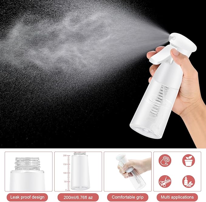 DUAIU Hair Oil Applicator with Continuous Spray Bottle Hair Scalp Massager, Silicone Root Comb Applicator Bottle Shampoo Brush and Mister Spray Bottles for Hair Dye and Hair Care