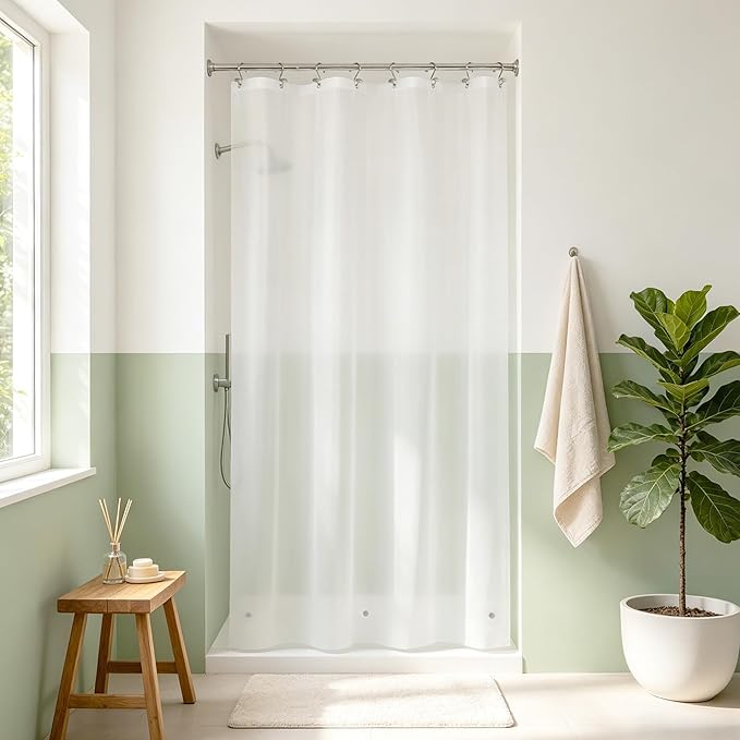 Mrs Awesome Narrow Frost Shower Curtain Liner with 3 Magnets, 48x72 Frosted PEVA Shower Liner, Light Weight Plastic Shower Curtain for Bathroom, Waterproof,Frost