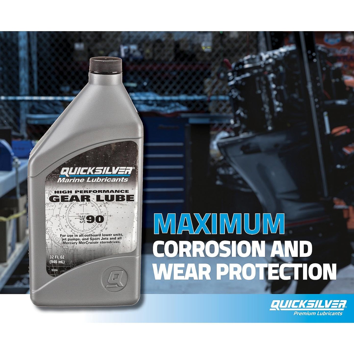 Quicksilver High Performance SAE 90 Gear Lube for Mercury Outboards and MerCruiser Sterndrives, 2.5 Gallon
