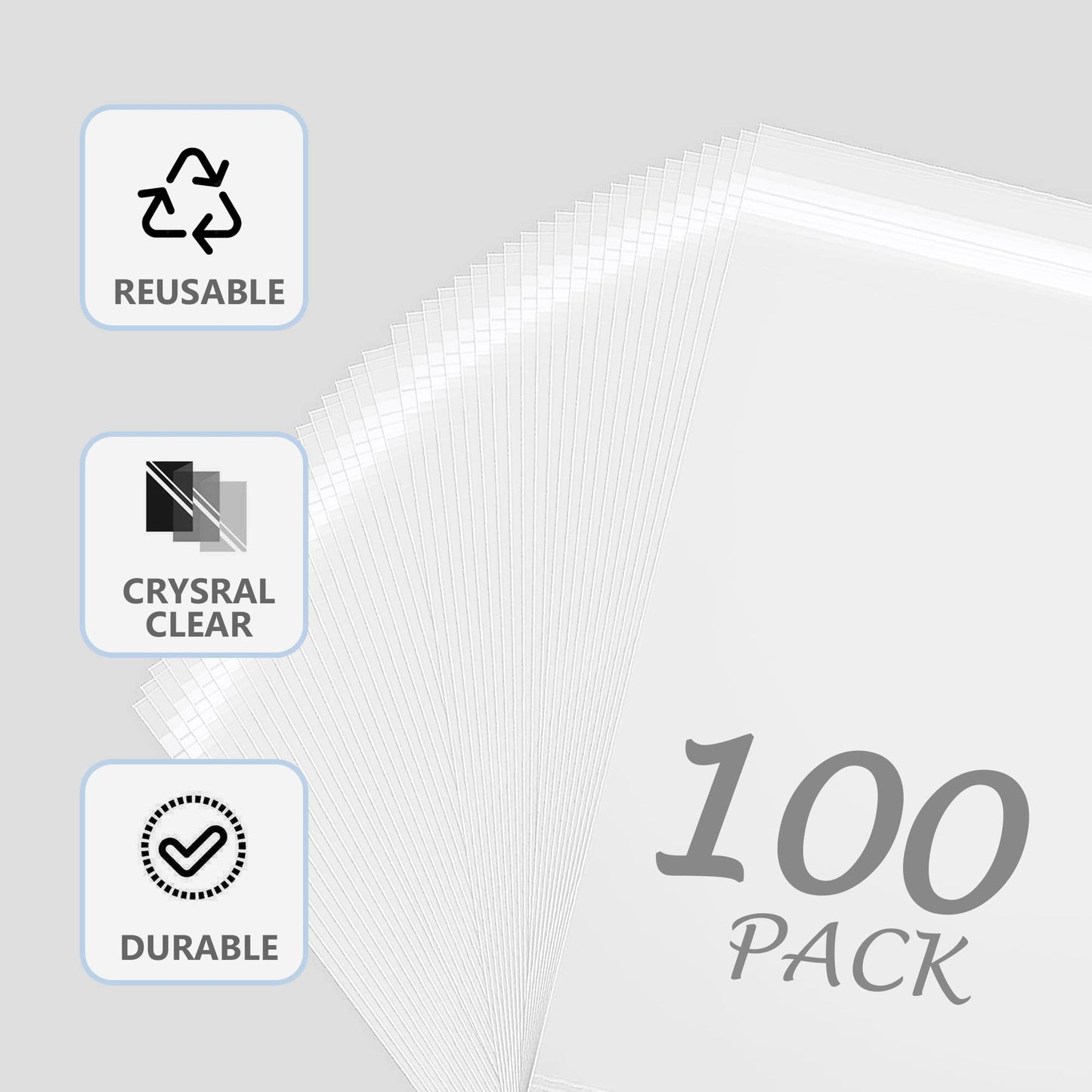 Somime 100 Pack 11 3/7 x 14 3/8 Inches Crystal Photo Sleeves Storage Bags for 11x14 Photo Mat, Art Sleeves for Prints