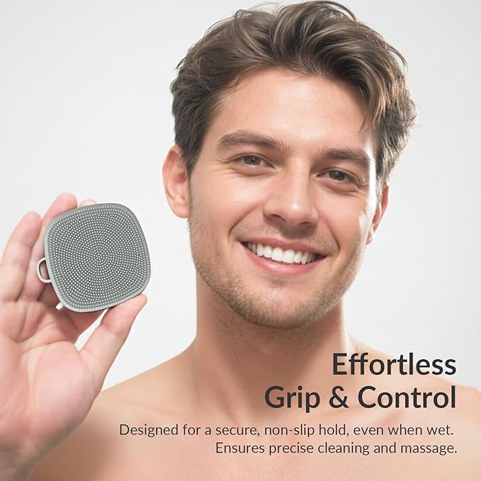 2 Pack Face Scrubber,Silicone Facial Cleansing Brush for Men & Women,Reusable Gentle Facial Waterproof Cleansing Skin Brush Exfoliating Scrubber for Sensitive Skin (Gray+Purple)