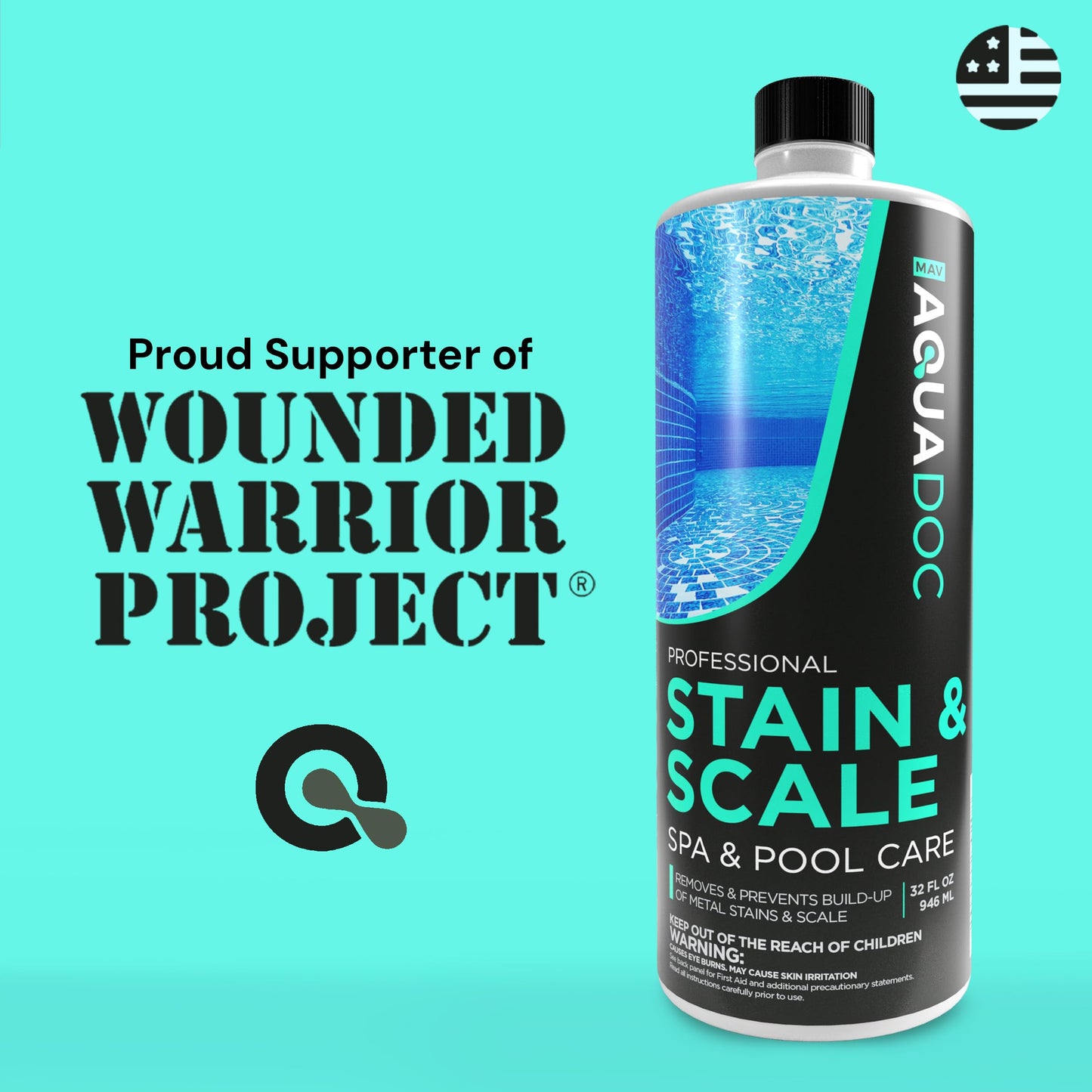 AquaDoc Spa Stain and Scale Control for Hot Tubs - 32oz - Hot Tub Descaler That Helps Prevent & Remove Metal Stains and Scale - Made in USA