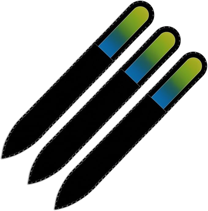 Mont Bleu Rainbow Glass Nail File in Black Pouch - Czech Tempered Glass - Handmade in Bohemia-Czech Republic - Heal Cracked Nails