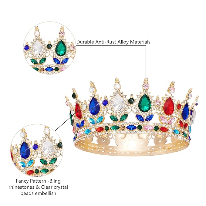 YOUlDIANZI Queen Crown Rhinestone Wedding Crowns and Tiaras for Women Costume Party Hair Accessories Princess Birthday Crown Crystal BridalCrown