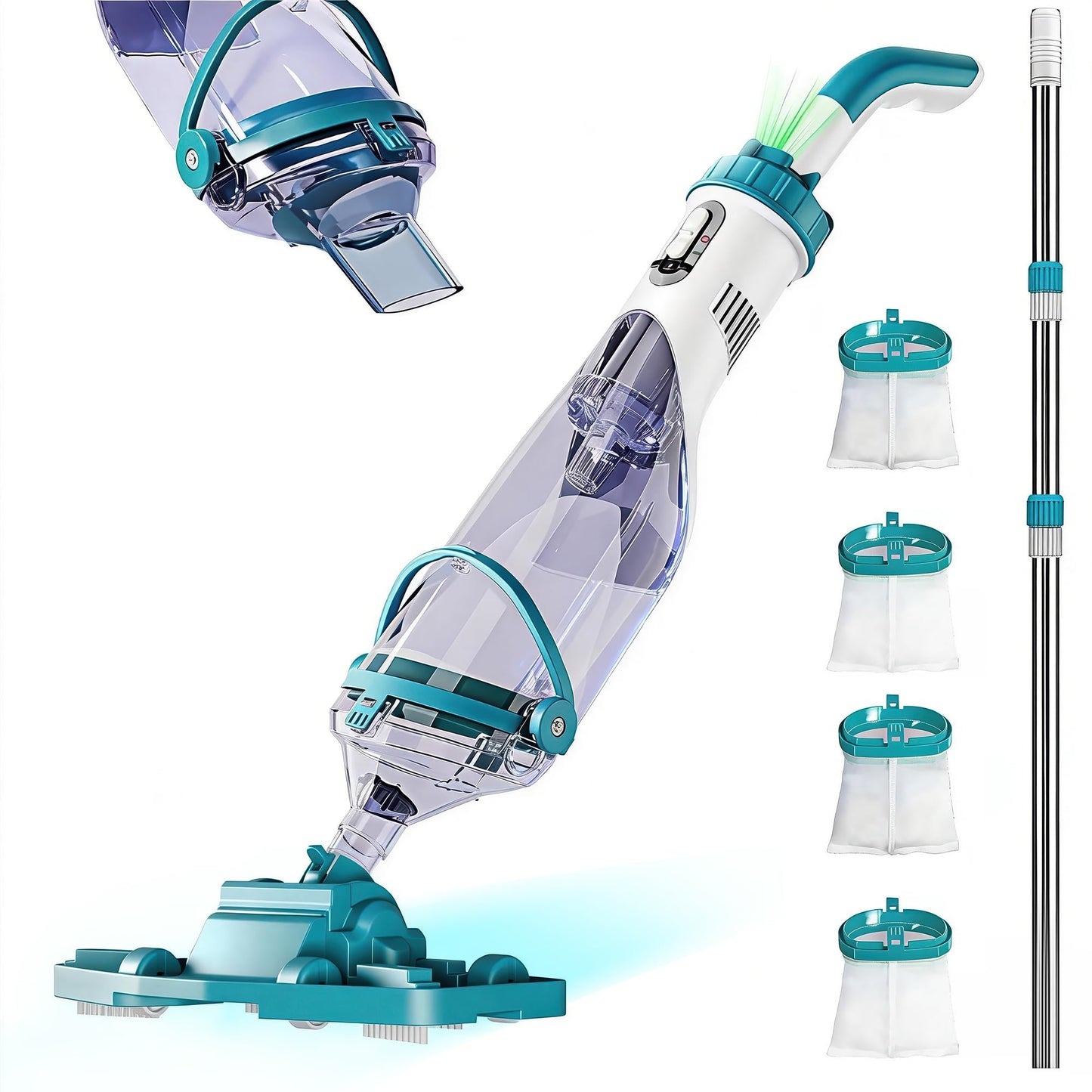 Cordless Pool Vacuum for Above Ground Pool 19.5 GPM,All Angle&LED Display,Handheld Rechargeable Spa Vacuum Cleaner for Inground Pools for Hot Tub, Leaves,Debris,Shallow Steps