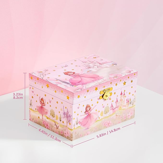 ProCase Princess Jewelry Box for Girls, Kids Musical Jewelry Boxes with Spinning Princess Doll, Birthday Gifts for Little Girls Children Toddler Ages 3 4 5 6 7 8 -Princess (Box with Jewelry)