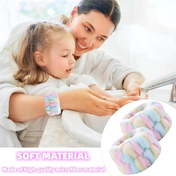 2 Pairs Wrist Washband for Women Washing Face, Wrist Spa Washband Absorbent Wristbands, Prevent Liquids from Spilling Down Your Arms
