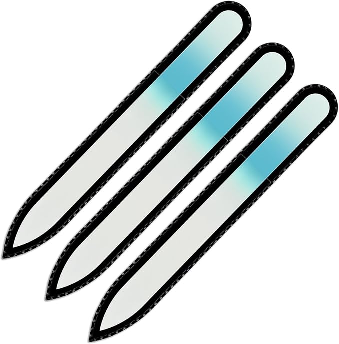 Mont Bleu Rainbow Glass Nail File - Czech Tempered Glass - Handmade in Bohemia-Czech Republic - Black Pouch - Manicure Nail Care