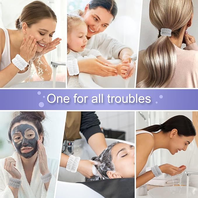 4Pcs Microfiber Wrist Bands for Face Washing - Absorbent Towel Wristbands for Women, Prevents Water from Spilling Down Arms