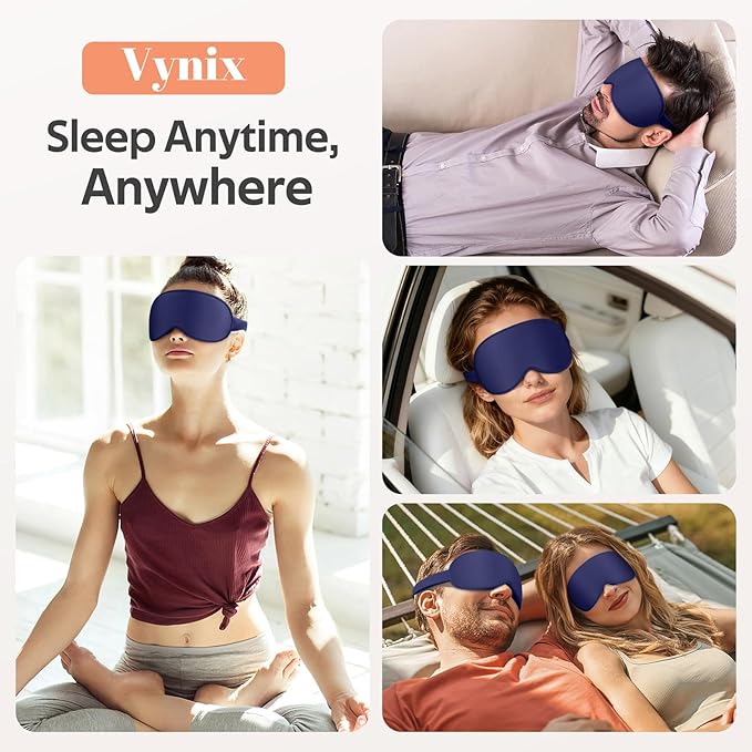 Sleep Mask for Men Women - 100% Blackout Eye Masks for Sleep - 3D Soft Sleeping Mask for Side Sleepers - Zero Pressure Lash Extensions Eye Cover Shade for Airplane Travel Essentials, Blue