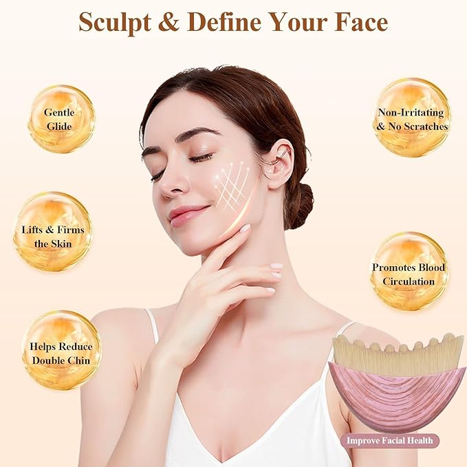 Lymphatic Contour Face Brush, 2-Pack New Lymphatic Drainage & Contour Face Massage Brush Set for Gua Sha, Puffiness Reduction, Glowing Skin, Gentle Daily Facial and Body Massage Tool