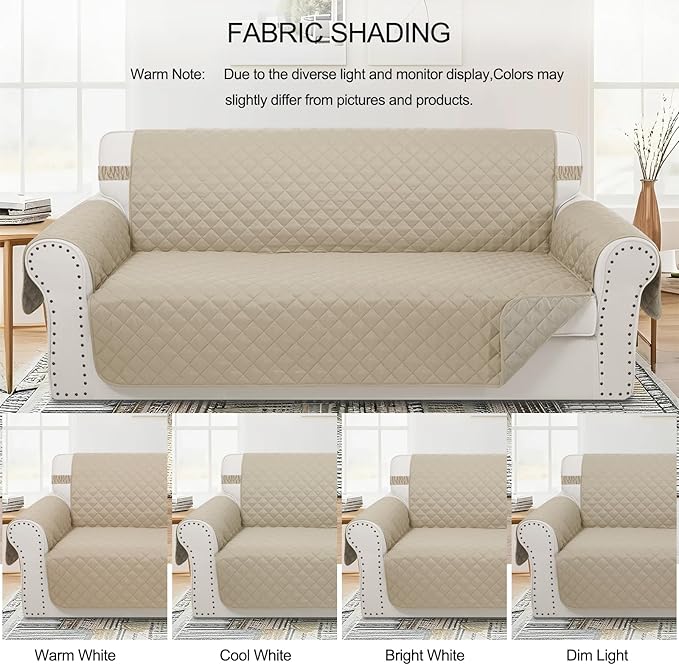 Reversible Loveseat Sofa Covers Couch Cover Furniture Protector(Loveseat Small,Sand/Beige)