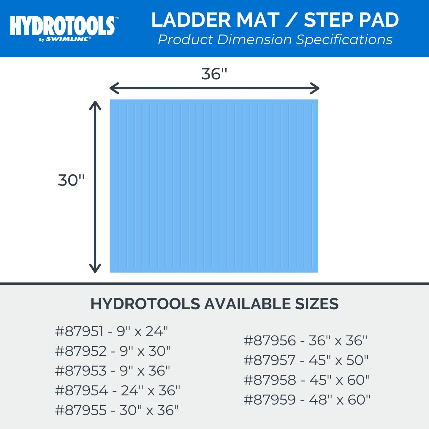 SWIMLINE HYDROTOOLS Protective Pool Ladder Mat for Above Ground Pools – Safety & Stability for Stairs, Steps & Ladders – Premium Durable Material, 30" x 36"