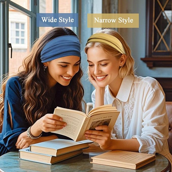 Sefiinh Wide Headbands For Women Stretch Headband Boho Head Bands Women's Hair Band Turban Workout Hairband Accessories 6 Pack