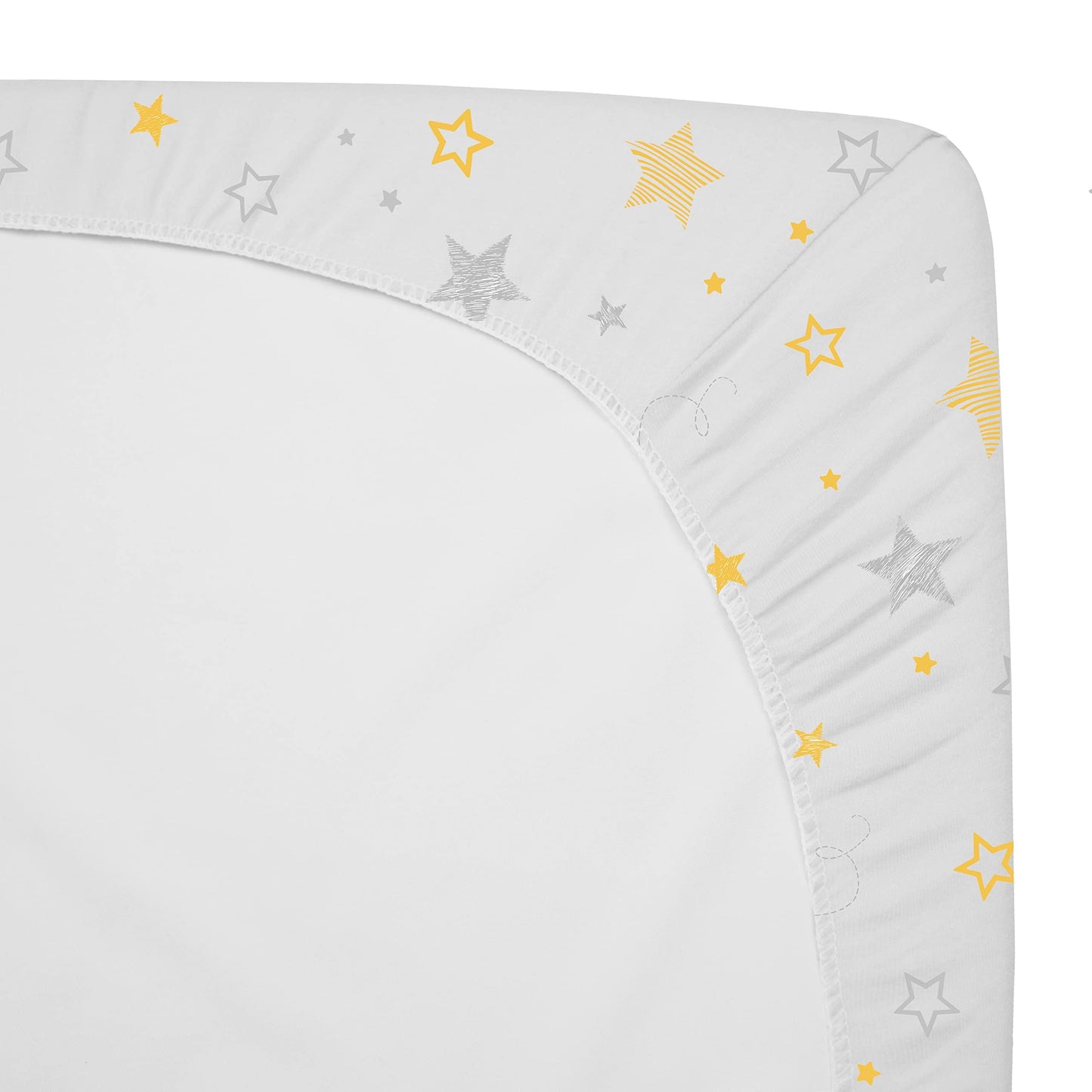 American Baby Company 3 Pack 100% Natural Cotton Fitted Mini Crib Sheets 38"x24"-Soft & Breathable Small Nesting Portable Sheets,Fits Pack N Play Mattress,Gold/Gold Stars/White,for Boy & Girl