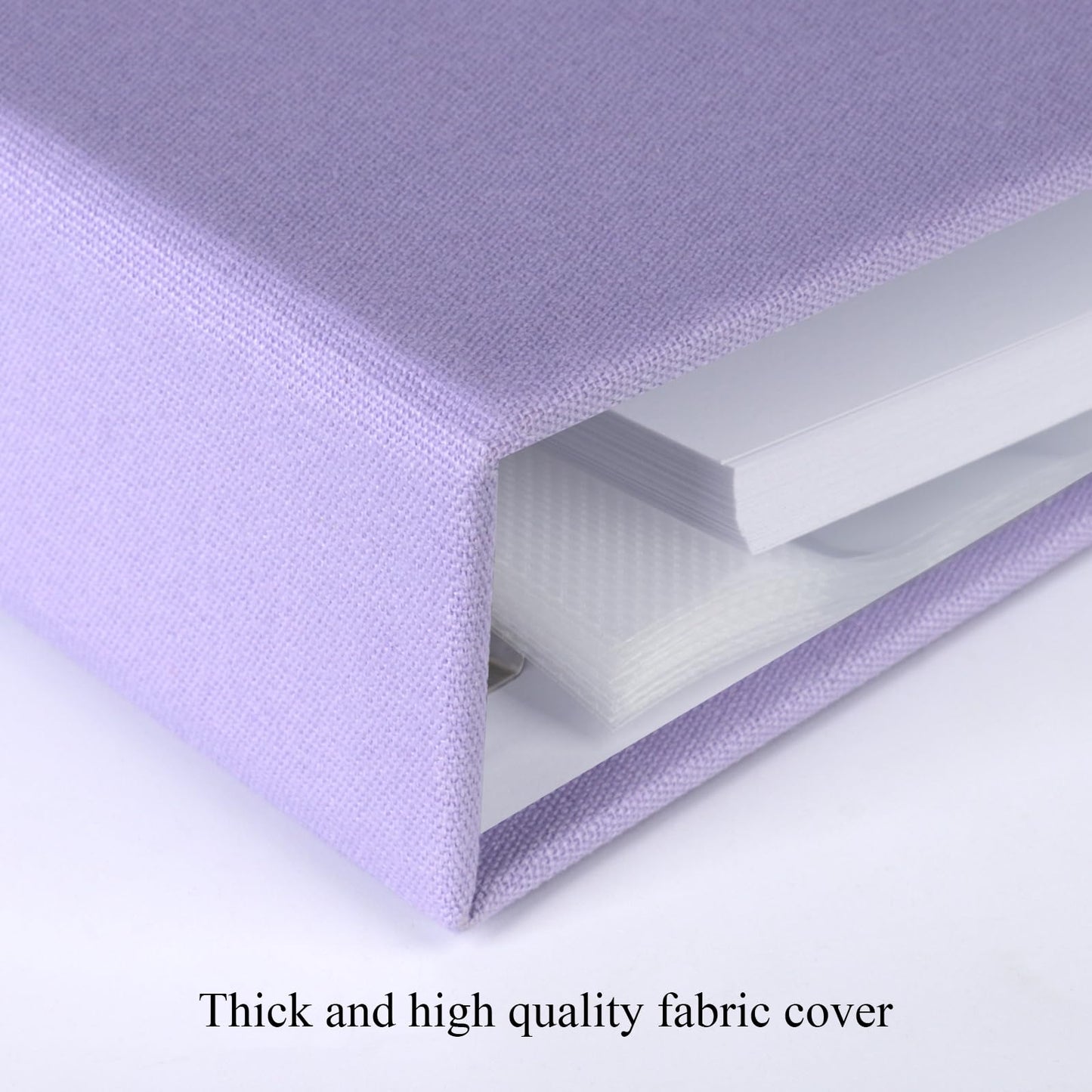 12x12 Inch Large 3 Ring DIY Scrapbook Photo Album Journal with 30 Plastic Sleeves 60 Pages and Fabric Cover for Baby Travel Wedding Anniversary kids Adventure (Purple Cover/White Pages)