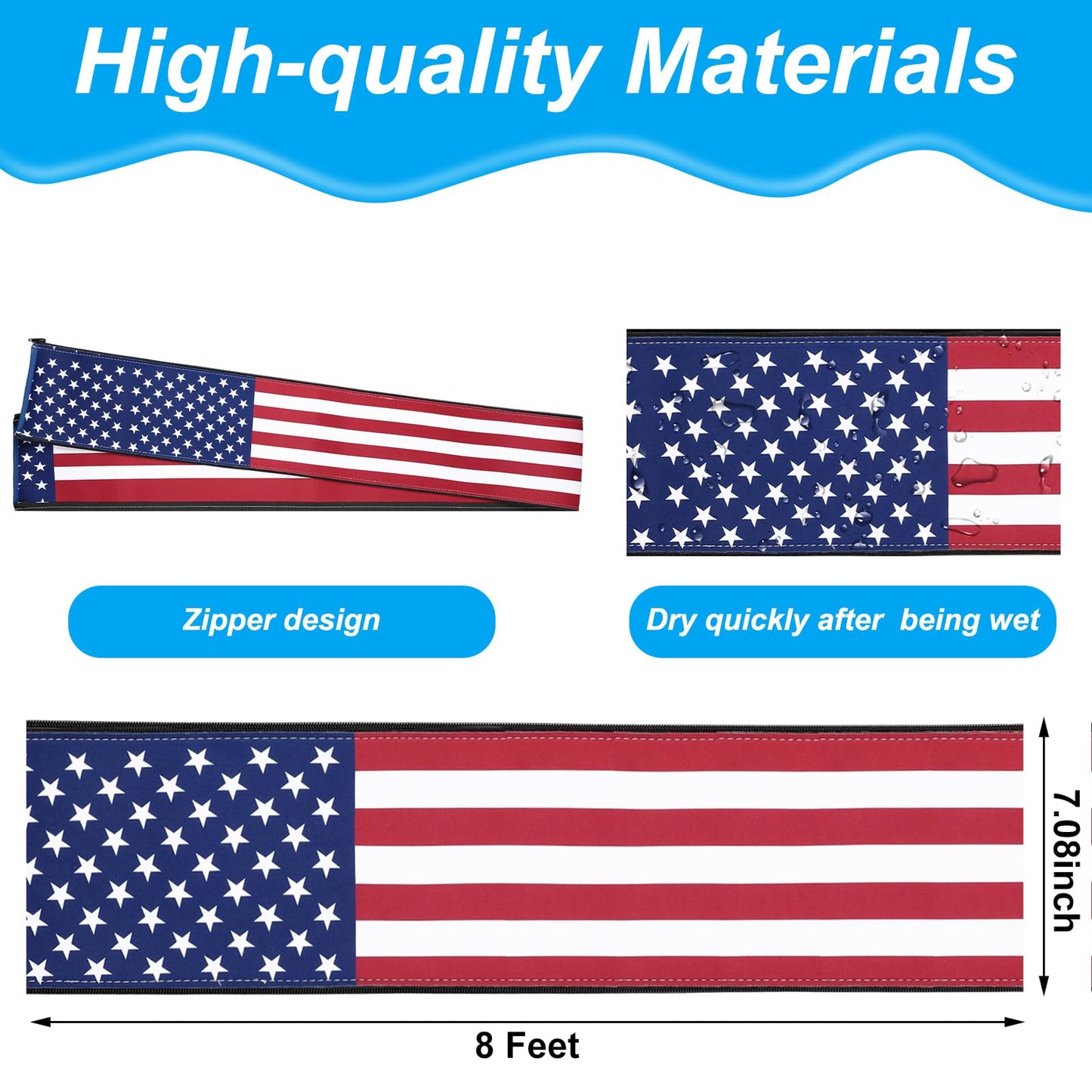 Junkin Pool Handrail Cover 8 ft Swimming Pool Ladder Hand Rail Cover with Zippers Slip Resistant Railing 250th Anniversary Flag 4th of July Patriotic Rail Grip for Inground Swimming Pools