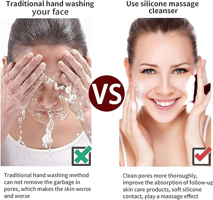 Silicone Face Scrubber for Men Facial Cleansing Brush Silicone Face Wash Brush Manual Waterproof Cleansing Skin Care Face Brushes for Cleansing and Exfoliating (red)