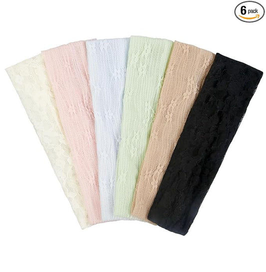 TERSE Lace Headbands for Women Trendy Boho Hair Accessories: Cute Head Bands for Women's Hair Fashion Hairbands 6PCS