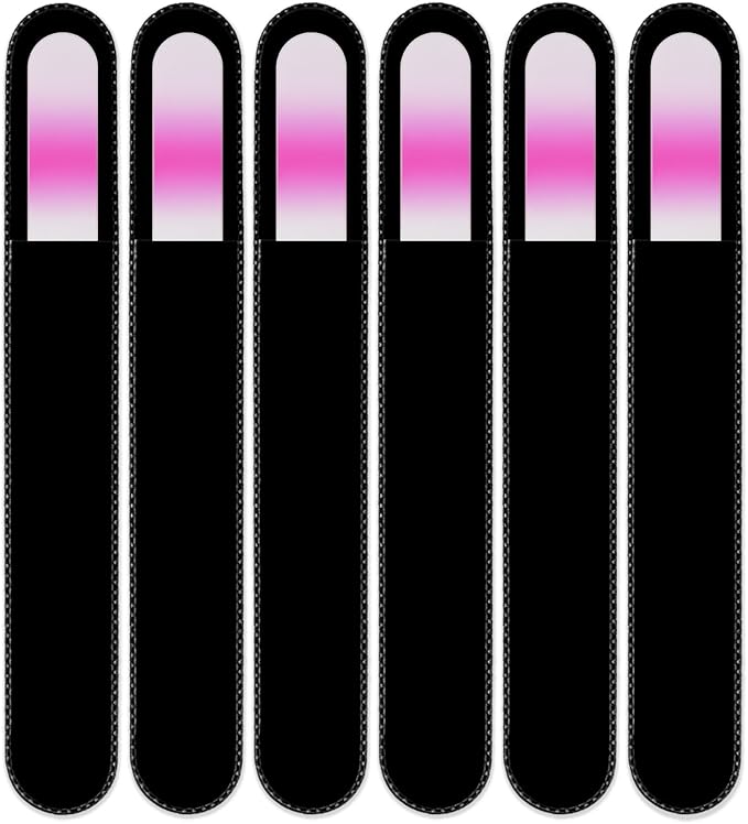 Mont Bleu Rainbow Crystal Nail File in Black Pouch - Large/Professional Size - Czech Tempered Glass - Handmade in Bohemia (Czech Republic)