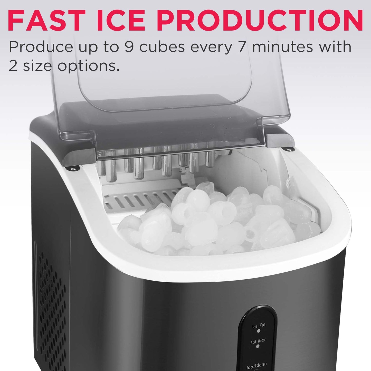 Frigidaire EFIC103 Ice Maker Machine Heavy Duty, 26lb Ice per Day, Black Stainless Steel