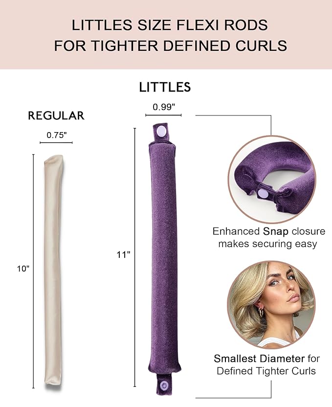 Littles Heatless Curls Overnight Rods Velvet Hair Curler to Sleep in No Heat Heatless Curling Iron Foam Sponge Flexi Rods Hair Rollers for Long Short Hair Care Styling Tools