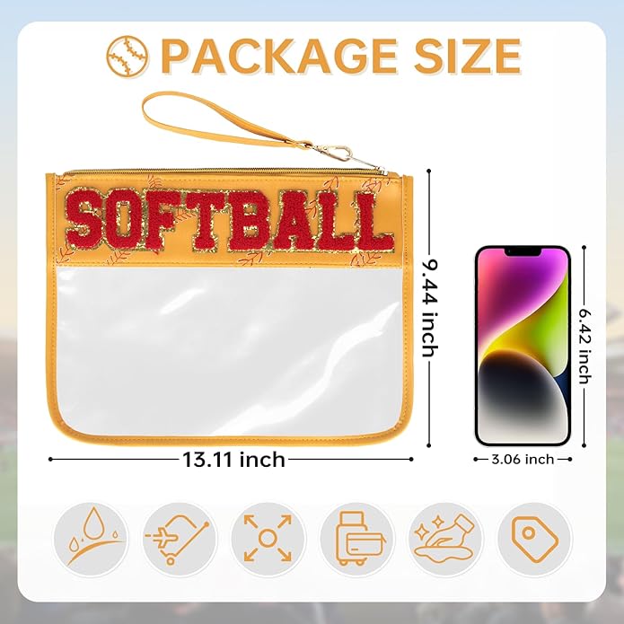 Baseball Gift Bags Baseballs Treat Bags Team Gifts Clear Chenille Letter Zipper Pouch Accessories Stuff Sport Portable