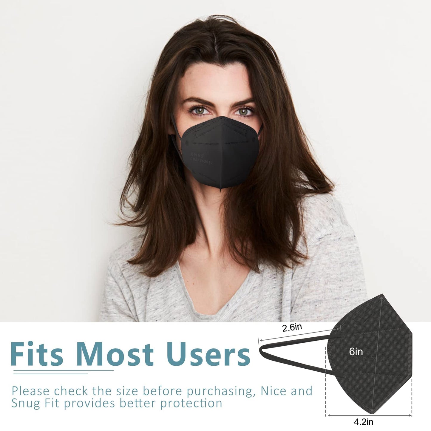 ChiSip KN95 Face Mask 60 Pcs, 5 Layer Cup Dust Safety Masks, Breathable Protection Masks Against PM2.5 Dust for Men, Women Black