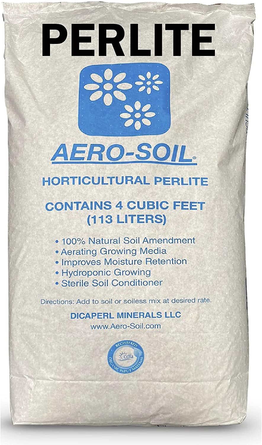 AeroSoil Perlite Premium Horticultural Grade Soil Additive Drainage and Growth - Coarse 4 Cubic Foot