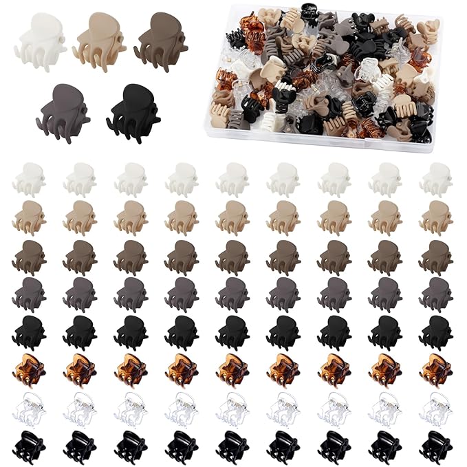 Small Hair Clips, Funtopia 72 Pcs Mini Matte Hair Claw Clips for Women Girls, Cute Small Claw Clips for Thin Hair, 8 Colors Tiny Hair Clips for Short Hair