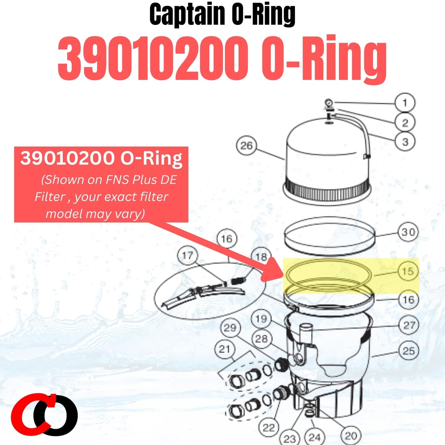 Captain O-Ring – Replacement 39010200 O-497 O-Ring for Pentair CCP 320/420/520 Clean & Clear Plus FNS 24/36/48/90 FNS Plus Pool DE Filter