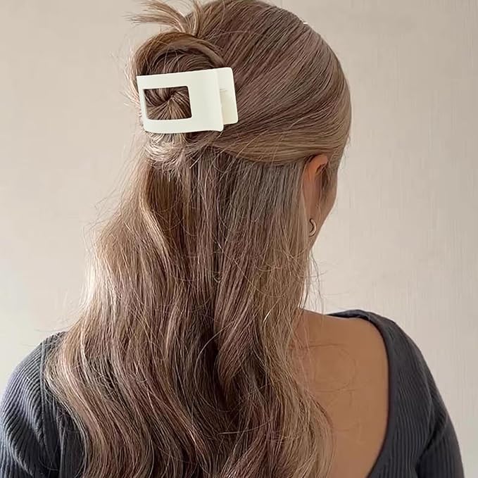 Velscrun Flat Hair Clips for Women Girls, Matte Lay Flat Claw Clips, Strong Hold Large Side Hair Clip All Hair Types, French Duck Billed Non Slip Grip Daily Styling Matte Nature Hair Jaw Claw Clip