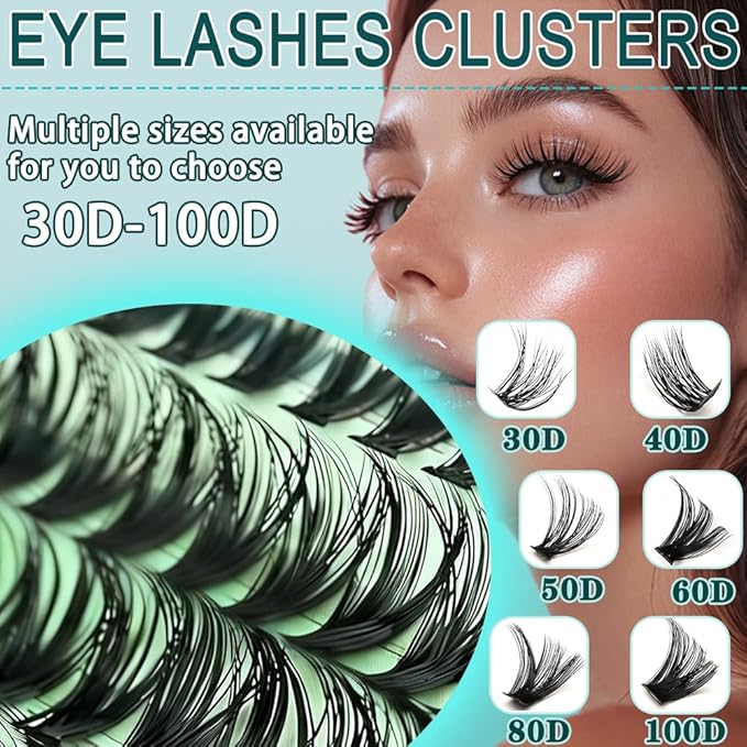 Wispy Lash Clusters Kit 640pcs Eyelash Cluster Extensions Curl Individual False Eyelashes Natural Fluffy Mink Lash Extension Kit (Lash Clusters-60D+80D KIT, Lash Clusters)