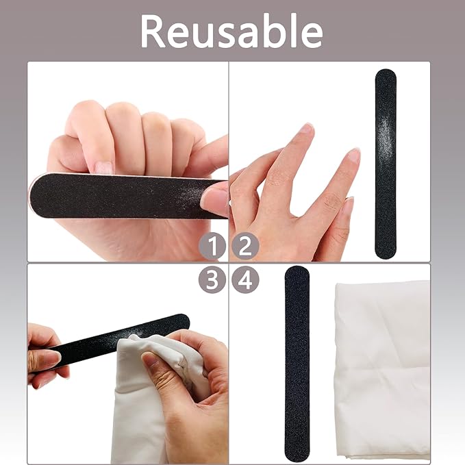 30 Pack Professional Emery Boards - 100/180 Grit Nail File Pack for Acrylic and Natural Nails, Black
