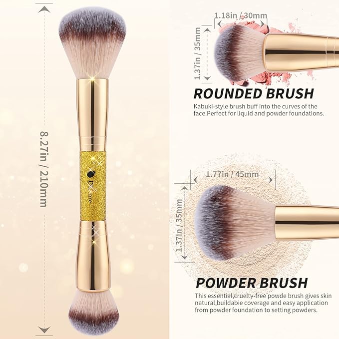 DUcare Dual-Ended Cream + Powder Brush, Two-in-One Foundation Makeup Brush For Creating A Gorgeous, Airbrushed-looking Complexion, Vegan & Cruelty-free