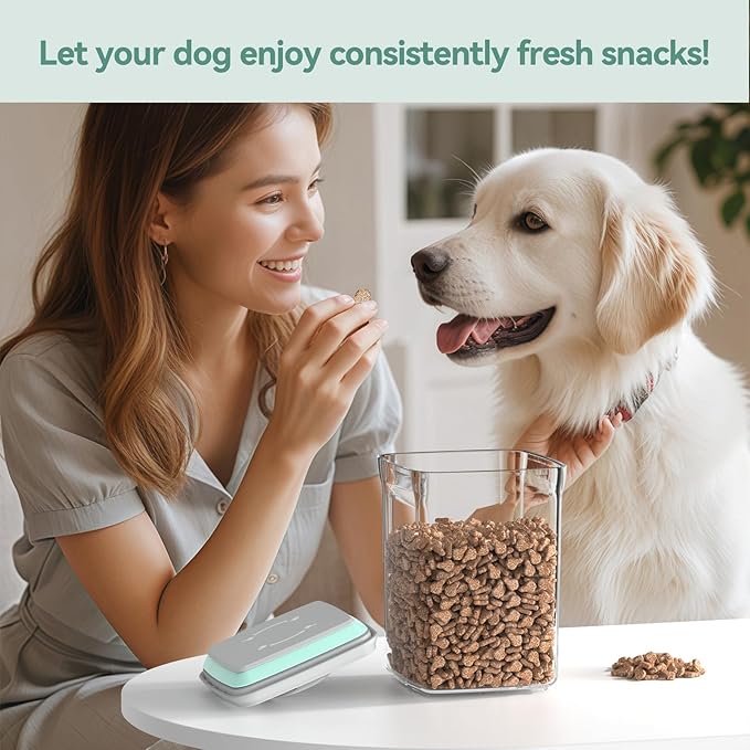 Dog-Cat POP Treat-Airtight jar-Container - 2.2 Qt/2 L | Stackable One-Touch Opening | For Snacks Candy Salt Herbs Spices | BPA-Free